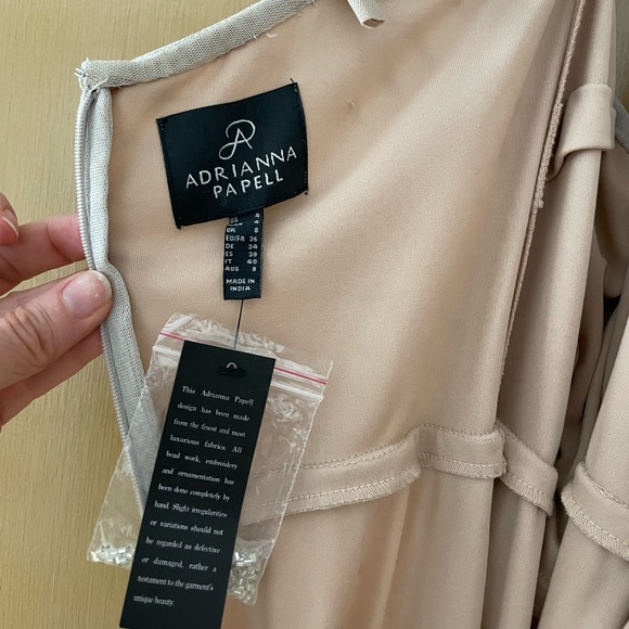 NWT formal sparkly dress evening beaded pink nude dress SZ 4 Adrianna Papell - Picture 13 of 15